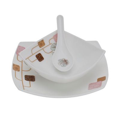 Royalford RF9758 71Pcs Opal Ware Dinner Set - Floral Design Plates, Bowls, Spoons & Salt & Pepper Set | Comfortable Handling | Ideal for Everyday Use, Family Get- Together, Restaurant, Banquet (Multi Colour)