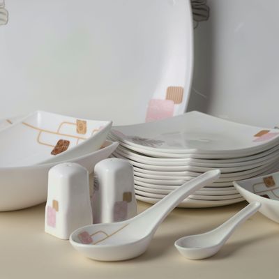 Royalford RF9758 71Pcs Opal Ware Dinner Set - Floral Design Plates, Bowls, Spoons & Salt & Pepper Set | Comfortable Handling | Ideal for Everyday Use, Family Get- Together, Restaurant, Banquet (Multi Colour)