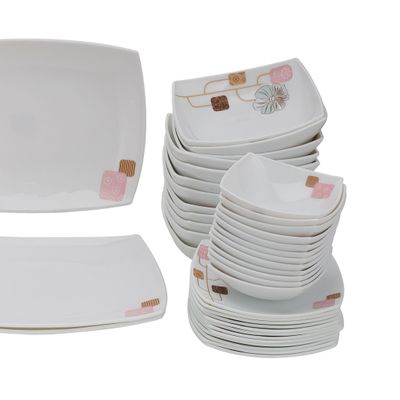 Royalford RF9758 71Pcs Opal Ware Dinner Set - Floral Design Plates, Bowls, Spoons & Salt & Pepper Set | Comfortable Handling | Ideal for Everyday Use, Family Get- Together, Restaurant, Banquet (Multi Colour)