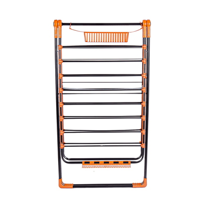 Royalford Royal Cloth Dryer- RF10120/ Large Drying Space, Rustproof Metal Wire and Frame, Foldable, Sturdy, Sleek, Compact and Heavy Storage/ Perfect for Home, Apartments, Hostels, Etc. / Black and Orange 