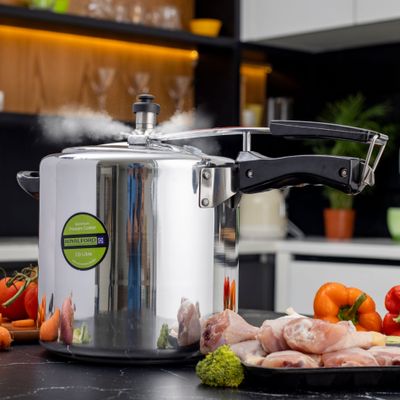 Royalford Aluminium Inner Lid Pressure Cooker, 7 L, RF10014 | Extra Gasket & Safety Valve | Durable Cooker with Comfortable Handles | Ideal for Steaming, Cooking