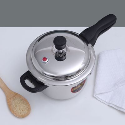 Royalford 3 Liter Stainless Steel Pressure  Cooker, RF10184 | Metallic Safety Plug | Controlled GRS | Compatible With Induction, Hot Plate, Halogen, Gas