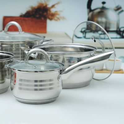 10Pcs Stainless Steel Cookware Set, Dishwasher Safe, RF10390 | Induction Compatible Base, Strong, Heavy-Duty Riveted Handles