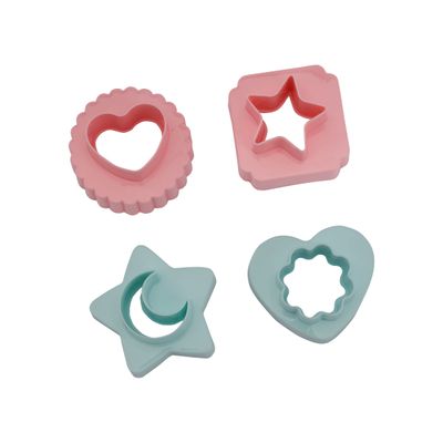 Double Side Cookie Cutter, 4pcs PP Polymer Cutter, RF10962 | Heart, Flower, Star, Round, Square Shape Cookie Cutter | Baking Tools for Kitchen