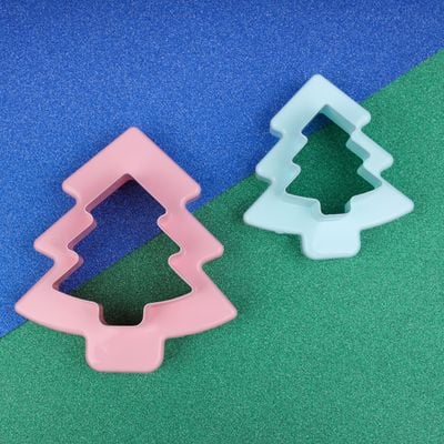 Double Side Cookie Cutter, 2pcs PP Polymer Cutter, RF10963 | Tree Shape Cookie Cutter | Baking Tools & Accessories | Soft Edge Cookie Cutter