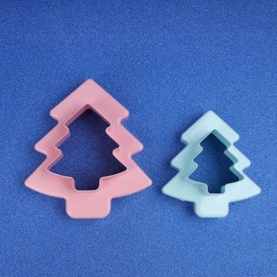 Double Side Cookie Cutter, 2pcs PP Polymer Cutter, RF10963 | Tree Shape Cookie Cutter | Baking Tools & Accessories | Soft Edge Cookie Cutter