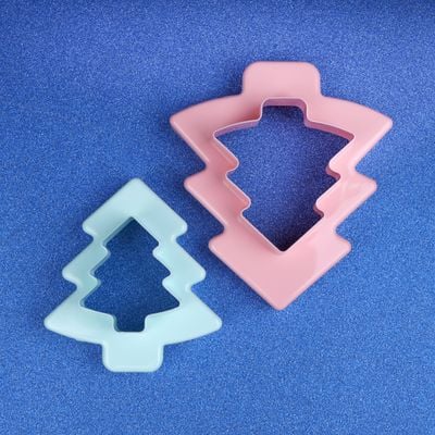 Double Side Cookie Cutter, 2pcs PP Polymer Cutter, RF10963 | Tree Shape Cookie Cutter | Baking Tools & Accessories | Soft Edge Cookie Cutter