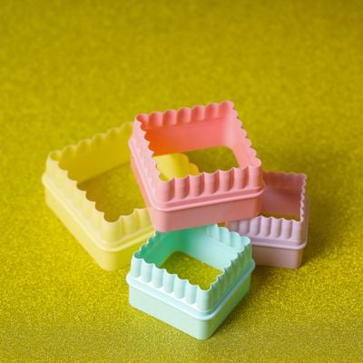 Royalford Double-Side Cookie Cutter | 9 x 9 x 4 cm | RF10966 | Square Cookie Cutter, Fondant Cutter| Plastic Cookie Cutter| Pink and Blue Cutter| Set of 4