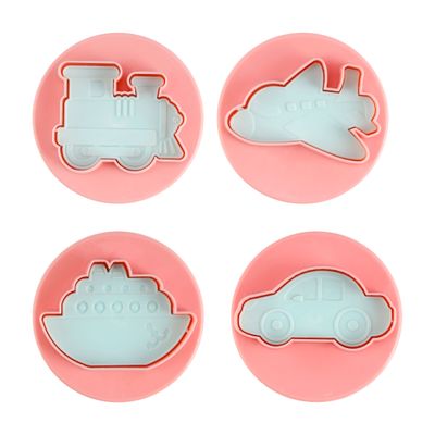 Royalford Toy Shaped Cookie Cutters, 4pcs ABS Mould, RF10971 | Cookie Cutter with Handle | 3D Design Cookie Mould | Baking Tools for Kitchen | Kids Cookie Cutter