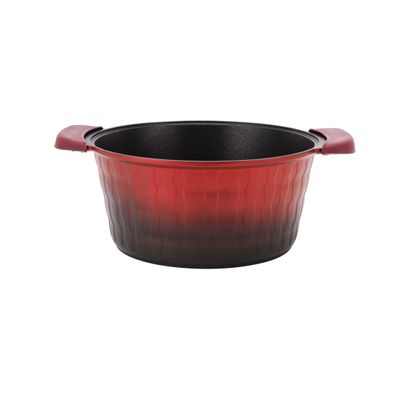 Royalford 7-Piece Die-Cast Cookware Set- RF11775| Includes Deep Pots, Short Pots, Frypan| Die-Cast Aluminum Body with Extra Thick Base and Non-Stick Interior| Extended Handles with Silicone Sleeve and Bakelite Handles and Glass Lid| Red and Black