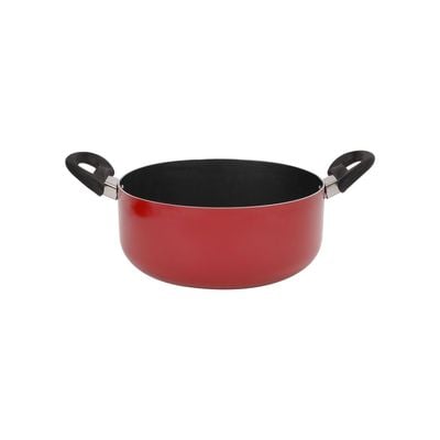 Royalford 7-Piece Non-Stick Press Aluminum Cookware Set- RF11952| Aluminum Body With 3-Layer Non-Stick Coating, CD Bottom, Bakelite Handles And Glass Lid| Includes Casserole, Saucepan, Fry Pan, Nylon Kitchen Tools| PFOA-Free, Non-Stick Interior| Red