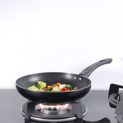 Royalford 3 Piece Nonstick Cookware Set- RF11958/ Strong Aluminum Body with Non-Stick Coating Interior and Bakelite Handle/ Includes a Kadai with Tempered Glass Lid and a Frypan, Compatible with Hot Plate, Halogen, Ceramic and Gas Stovetops/ Perfect for Frying, Sauting, Tempering/ Black