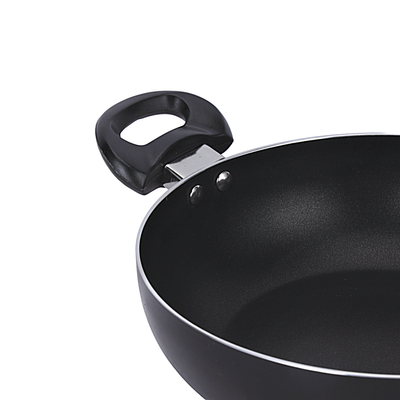 Royalford 3 Piece Nonstick Cookware Set- RF11958/ Strong Aluminum Body with Non-Stick Coating Interior and Bakelite Handle/ Includes a Kadai with Tempered Glass Lid and a Frypan, Compatible with Hot Plate, Halogen, Ceramic and Gas Stovetops/ Perfect for Frying, Sauting, Tempering/ Black