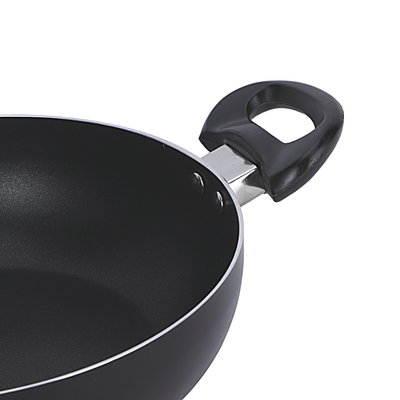 Royalford 3 Piece Nonstick Cookware Set- RF11958/ Strong Aluminum Body with Non-Stick Coating Interior and Bakelite Handle/ Includes a Kadai with Tempered Glass Lid and a Frypan, Compatible with Hot Plate, Halogen, Ceramic and Gas Stovetops/ Perfect for Frying, Sauting, Tempering/ Black