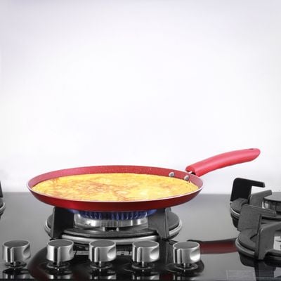 Royalford 4-piece Granite Cookware Set- RF11959/ Press Aluminum Body with Durable 5 Layer Coating/ Dot Induction Base, Heat-Resistant Bakelite Handles and Tempered Glass Lid with Steam Release Vent/ Includes Kadai, Fry Pan, Tawa