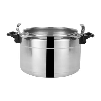 Royalford 18.0 L Aluminum Pressure Cooker- RF11980| Equipped with Multi-Safety Device and Unique Pressure Indicator| Durable Aluminum Alloy Construction with Firm Handles| Compatible with Gas, Ceramic and Halogen Cooktops| Silver 