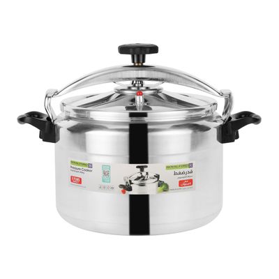 Royalford 18.0 L Aluminum Pressure Cooker- RF11980| Equipped with Multi-Safety Device and Unique Pressure Indicator| Durable Aluminum Alloy Construction with Firm Handles| Compatible with Gas, Ceramic and Halogen Cooktops| Silver 