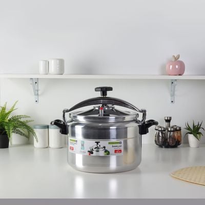 Royalford 18.0 L Aluminum Pressure Cooker- RF11980| Equipped with Multi-Safety Device and Unique Pressure Indicator| Durable Aluminum Alloy Construction with Firm Handles| Compatible with Gas, Ceramic and Halogen Cooktops| Silver 