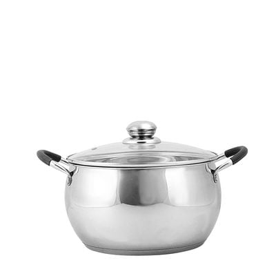 Royalford RF5123 Stainless Steel Induction Safe 7PCs - 2 Casserole, Saucepan Pots with Lids, and Frypan - Induction Safe Non-Stick Cookware Set - Riveted Handles - Cookware Casserole Stock Pots