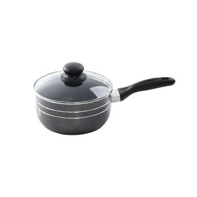 Royalford RF7065 Non-Stick Cookware Set | 10 Pcs | Durable | Heat Resistant Handles Scratch Resistant, Tempered Glass Lids, Uniform Heat, Bakelite Knobs, and Evenly Heating | Nylon Slotted Turner