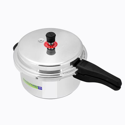 Royalford 5 L and 3 L Aluminum Pressure Cooker Combo- RF8428| Equipped with Multi-Safety Device and Pressure Indicator| Durable Aluminum Alloy Construction with Firm Handles| Non-Induction Base, Compatible with Gas, Electric, Ceramic and Halogen Cooktops| Silver 