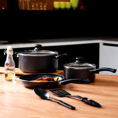 Royalford 7 Pcs Aluminium Cookware Set | Non-Stick Coating | SS Frame