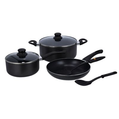 Royalford 7 Pcs Aluminium Cookware Set | Non-Stick Coating | SS Frame