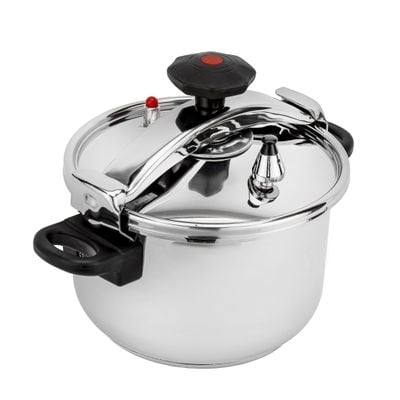 Royalford RF9650 Stainless Steel Pressure Cooker - Lightweight & Home Kitchen Pressure Cooker with Lid, Multi-Safety Device with Cool Touch Handles and Safety Valves - for Gas and Solid Hotplates (7L)