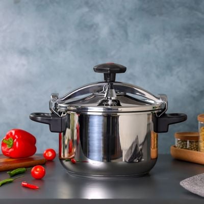 Royalford RF9650 Stainless Steel Pressure Cooker - Lightweight & Home Kitchen Pressure Cooker with Lid, Multi-Safety Device with Cool Touch Handles and Safety Valves - for Gas and Solid Hotplates (7L)