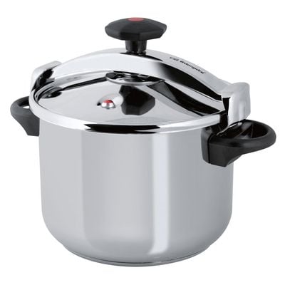 Royalford RF9651 Stainless Steel Pressure Cooker 9L - Lightweight & Home Kitchen Pressure Cooker with Lid, Multi-Safety Device with Cool Touch Handles and Safety Valves - for Gas and Solid Hotplates (9L)