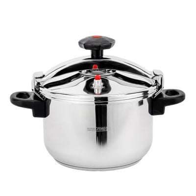 Royalford RF9652 Stainless Steel Pressure Cooker 12L - Lightweight & Durable Home Kitchen Pressure Cooker with Lid, Multi-Safety Device with Cool Touch Handles and Safety Valves - for Gas and Solid Hotplates (12L)