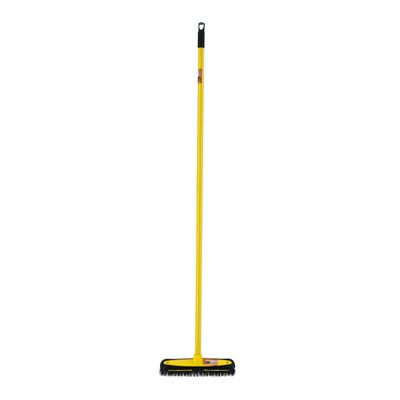 Royalford Floor Broom with a Long Handle- RF11184| Large and Wide Broom Head| Compatible with All Floor Types| Ideal for Sweeping and Cleaning Room, Bathroom, Kitchen| Premium-Quality, Highly Durable, Light-Weight and Elegant Design| Yellow and Black