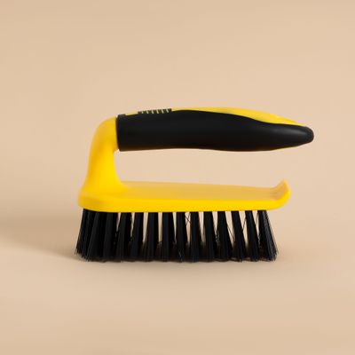 Royalford Floor Brush- RF11190| Scrubbing Brush with Handle| Multi-Purpose Scrub with Bristles for Cleaning Kitchen and Bathroom| Superior Quality Cleaning Brush| Abrasive and Superior Cleaning Power| Strong and Comfortable Grip| Cleaning Supplies| Yellow and black