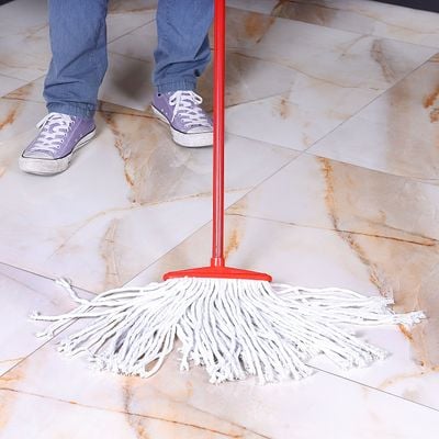 Royalford RF1507FW/S Cotton String Floor Mop with Stick 40Cm - Long & Durable Metal Handle | High-Quality Handle | Ideal for Cleaning all kind of Tile