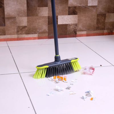 Royalford Floor Broom with a Long Gripped Handle- RF2370GR| Large and Wide Broom Head, Compatible with All Floor Types| Ideal for Sweeping and Cleaning Room, Bathroom, Kitchen| Premium-Quality, Highly Durable, Light-Weight and Elegant Design