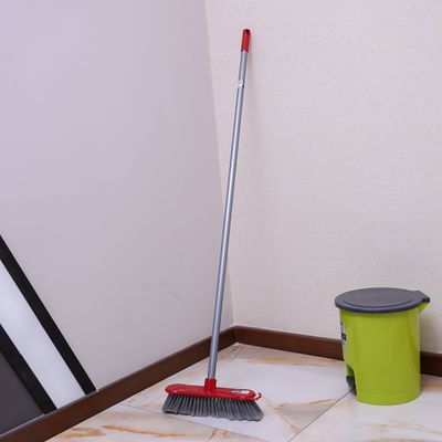 Royalford One-Click series Long Floor Broom, Strong Handle | RF8831 | Long Handle Broom with Stiff Bristles | Hanging Loop | Multipurpose Cleaning Tool Perfect for Home or Office Use - Ideal for Sweeping Cleaning Job