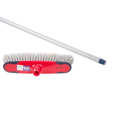 Royalford RF8832 One Click Series Long Floor Broom - Upright Long Handle Broom with Synthetic Stiff Bristles - Multipurpose Brush with Frayed and Angled Tips - Cleaning Tool Perfect for Home or Office Use