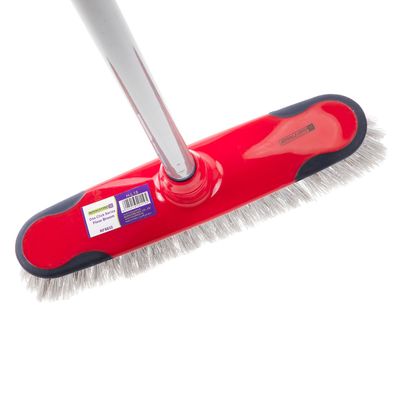 Royalford RF8832 One Click Series Long Floor Broom - Upright Long Handle Broom with Synthetic Stiff Bristles - Multipurpose Brush with Frayed and Angled Tips - Cleaning Tool Perfect for Home or Office Use