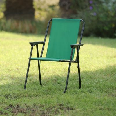 Royalford Foldable Camping Chair- RF12688/ Lightweight, Portable, Folds Flat for Storage/ Strong Metal Frame, Waterproof, Perfect for Indoor and Outdoor Entertainment, Lawn, Garden, Beach, Picnic, etc./ Green