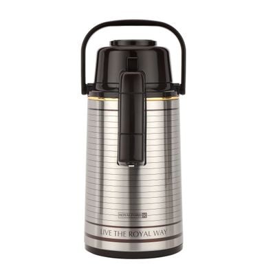 Royalford Airpot Flask, Double Wall Vacuum Insulation, 3L | RF10725 | 360 Rotating Base | Portable & Leak-Resistant | Pump Flask for Hot/ Cold Drinks, Tea, Coffee