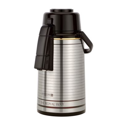 Royalford Airpot Flask, Double Wall Vacuum Insulation, 3L | RF10725 | 360 Rotating Base | Portable & Leak-Resistant | Pump Flask for Hot/ Cold Drinks, Tea, Coffee