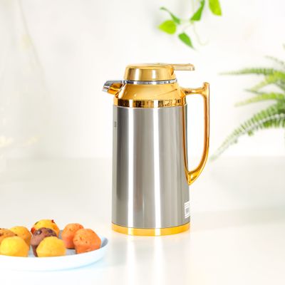 Royalford 1.0 L (33.5 oz) Vacuum Flask- RF12122| With Pink Glass Inner and Stainless Steel Outer Body| Keeps Your Drinks Hot or Cold, Asbestos-Free and Hygienic| Leak-Proof and Portable Design| Suitable for Indoor and Outdoor Use| Silver and Golden Royalford 1.0 L (33.5 oz) Vacuum Flask- RF12122| With Pink Glass Inner and Stainless Steel Outer Body| Keeps Your Drinks Hot or Cold, Asbestos-Free and Hygienic| Leak-Proof and Portable Design| Suitable for Indoor and Outdoor Use| Silver and Golden
