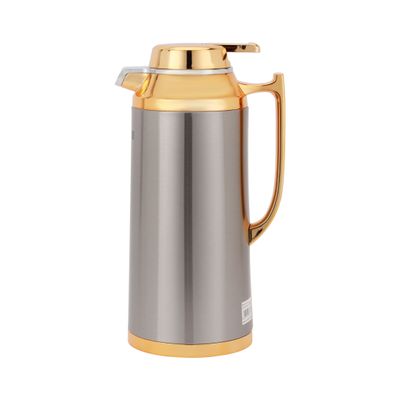 Royalford 1.6 L (54.0 oz) Vacuum Flask- RF12124| With Pink Glass Inner and Stainless Steel Outer Body| Keeps Your Drinks Hot or Cold, Asbestos-Free and Hygienic| Leak-Proof and Portable Design| Suitable for Indoor and Outdoor Use| Silver and Golden