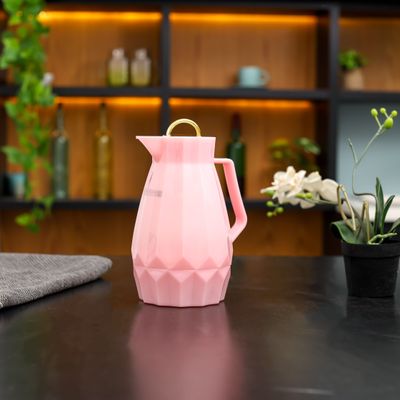 Royalford 1000 ML Vacuum Flask- RF12131| With Pink Glass Inner and PP Outer Body| Keeps Your Drinks Hot or Cold, Asbestos-Free and Hygienic| Leak-Proof and Portable Design| Suitable for Indoor and Outdoor Use| Pink and Golden