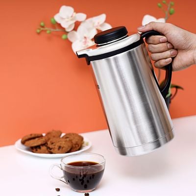 Royalford RF6896 Steel Vacuum Flask - 1.6L| Leak-proof & Portable | 24 Hours Hold & Cold| Ideal for tea, coffee, hot chocolate, soup, smoothies & more