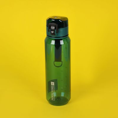 Royalford 900 ml Water Bottle- RF12353/ Plastic Bottles with Push Button Lid, Strap / Perfect for School, Office and Gym/ Leak-Proof and Eco-Friendly, Food-Grade and Elegant Design/ Blue