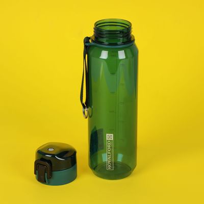 Royalford 900 ml Water Bottle- RF12353/ Plastic Bottles with Push Button Lid, Strap / Perfect for School, Office and Gym/ Leak-Proof and Eco-Friendly, Food-Grade and Elegant Design/ Blue