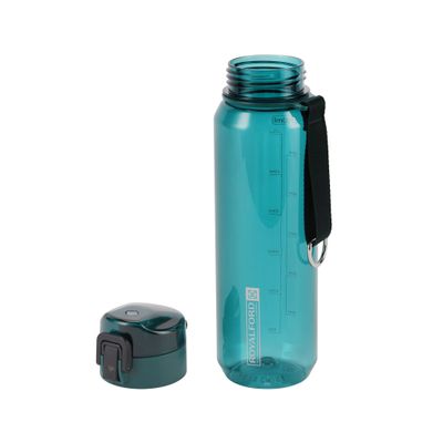 Royalford 900 ml Water Bottle- RF12353/ Plastic Bottles with Push Button Lid, Strap / Perfect for School, Office and Gym/ Leak-Proof and Eco-Friendly, Food-Grade and Elegant Design/ Blue