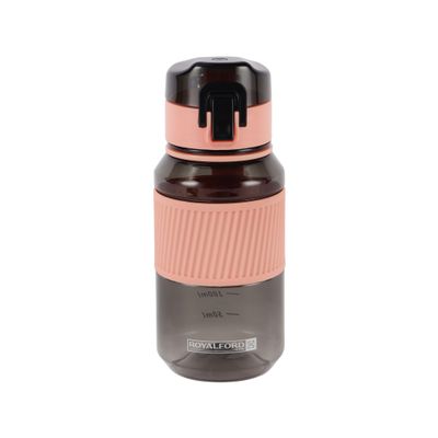 Royalford 480 ml Water Bottle- RF12354/ with Volume Tracker, Plastic Bottles with Push button Lid / Perfect for School, Office and Gym/ Leak-Proof and Eco-Friendly, Food-Grade and Elegant Design/ Pink and grey