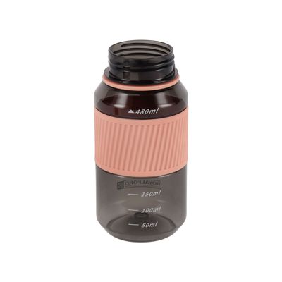 Royalford 480 ml Water Bottle- RF12354/ with Volume Tracker, Plastic Bottles with Push button Lid / Perfect for School, Office and Gym/ Leak-Proof and Eco-Friendly, Food-Grade and Elegant Design/ Pink and grey